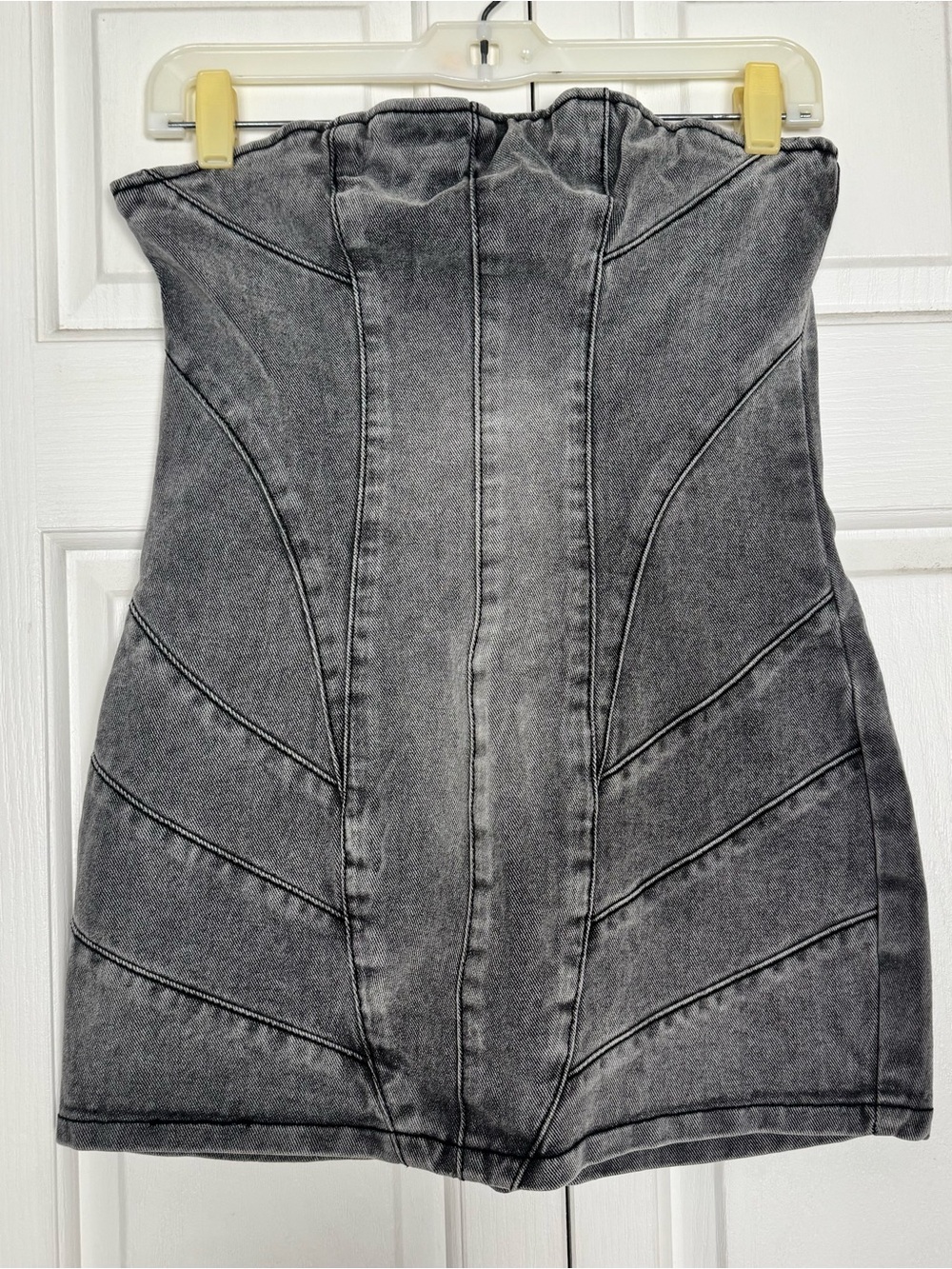 Strapless Grey Denim Top